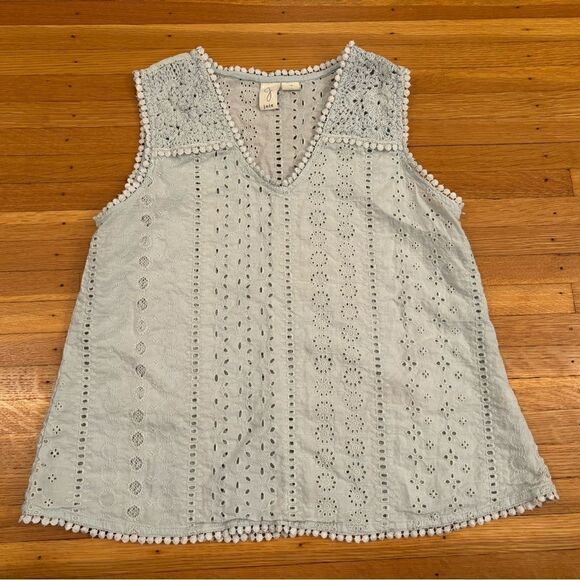 Joie light blue eyelet tank top - Picture 1 of 5